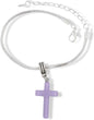 Emerald Park Jewelry Cross Plastic Snake Chain Charm Bracelet (Light Purple)