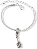Emerald Park Jewelry Wine Bottle with Two Wine Glasses Snake Chain Charm Bracelet