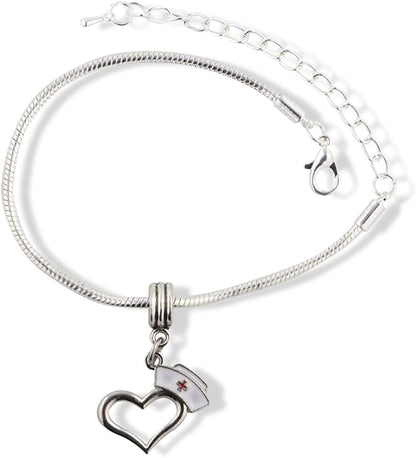 Nurse Gifts for Women | Stainless Steel Snake Chain Charm Bracelet