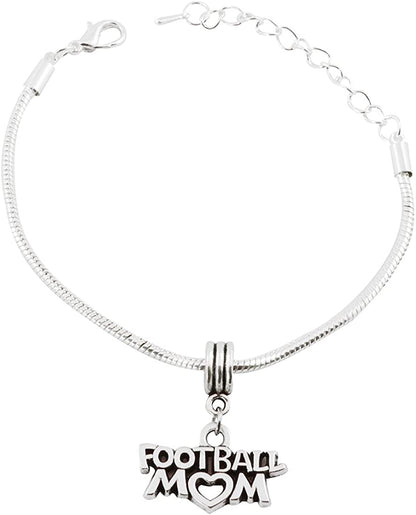 Emerald Park Jewelry Football Mom Snake Chain Charm Bracelet