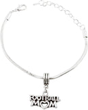 Emerald Park Jewelry Football Mom Snake Chain Charm Bracelet