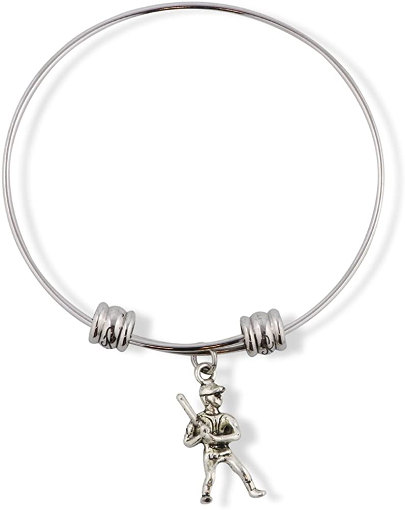 Emerald Park Jewelry Baseball Player Ready to Swing Bat Fancy Charm Bangle