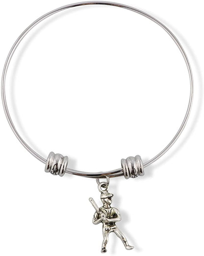 Emerald Park Jewelry Baseball Player Ready to Swing Bat Fancy Charm Bangle
