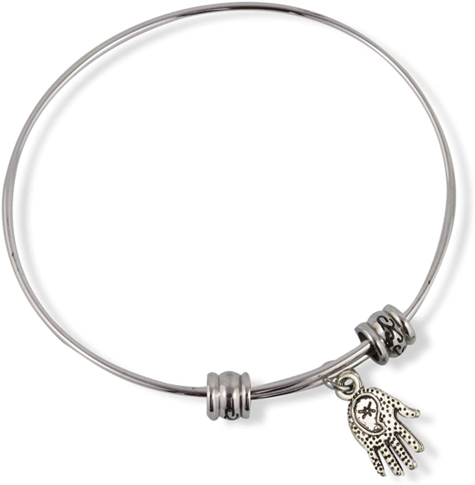 Hamsa (small with swirls on palm) Fancy Charm Bangle