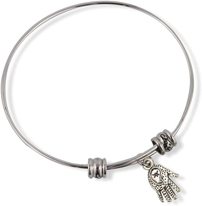 Hamsa (small with swirls on palm) Fancy Charm Bangle