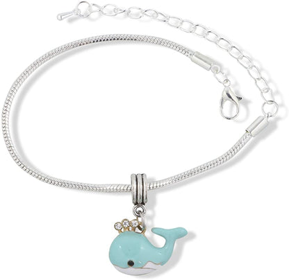 EPJ Whale with Three Rhinestones for Water Snake Chain Charm Bracelet