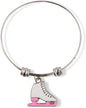 Emerald Park Jewelry Pink and White Figure Skate Fancy Charm Bangle