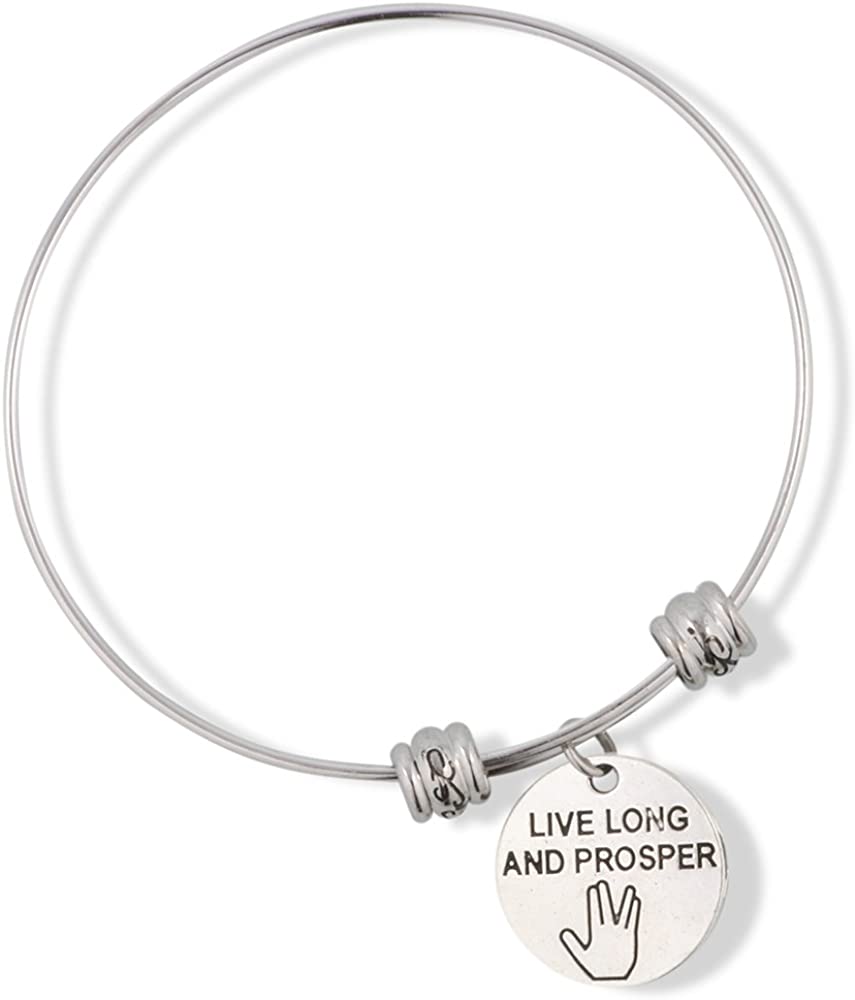 EPJ Live Long and Prosper Text Fancy Charm Bangle