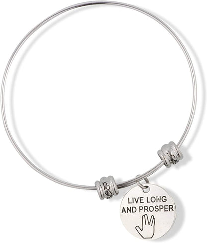 EPJ Live Long and Prosper Text Fancy Charm Bangle