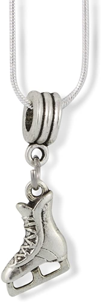 Emerald Park Jewelry Ice Skates Necklace | (Female Laces Middle Support on Blade) Charm Snake Chain Necklace