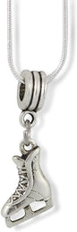 Emerald Park Jewelry Ice Skates Necklace | (Female Laces Middle Support on Blade) Charm Snake Chain Necklace