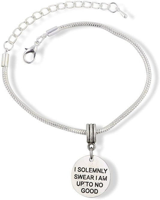 Emerald Park Jewelry I Solemnly Swear I am Up to No Good Snake Chain Charm Bracelet