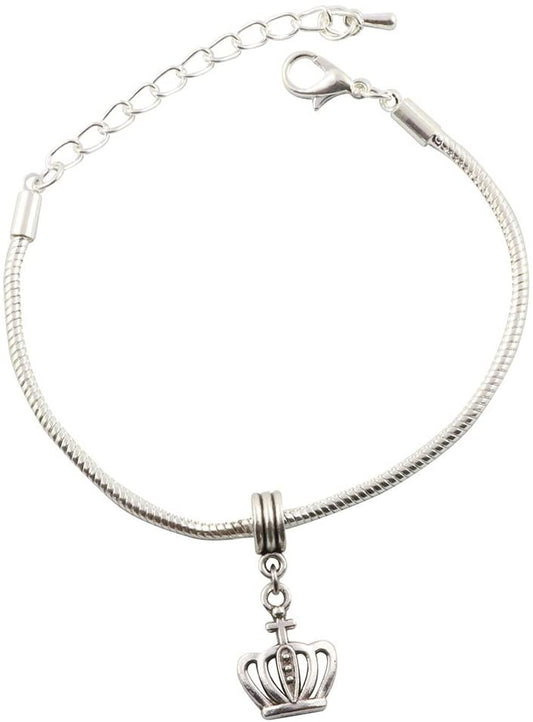 Emerald Park Jewelry Crown Bracelet | Stainless Steel Snake Chain Charm Bracelet