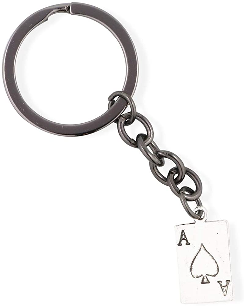 Ace Bracelet | Ace of Spades Bangle Bundled with Keychain Gift for Women Men Jewelry Playing Card Poker and Game Accessories