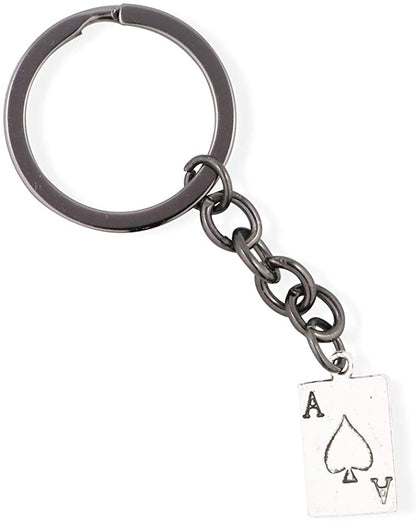 Ace Bracelet | Ace of Spades Bangle Bundled with Keychain Gift for Women Men Jewelry Playing Card Poker and Game Accessories