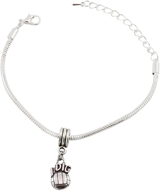 Emerald Park Jewelry I Dig Volleyball Snake Chain Charm Bracelet