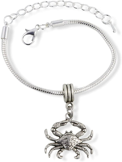 Crab ( with detail on shell ) Snake Chain Charm Bracelet