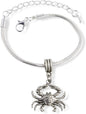 Crab ( with detail on shell ) Snake Chain Charm Bracelet