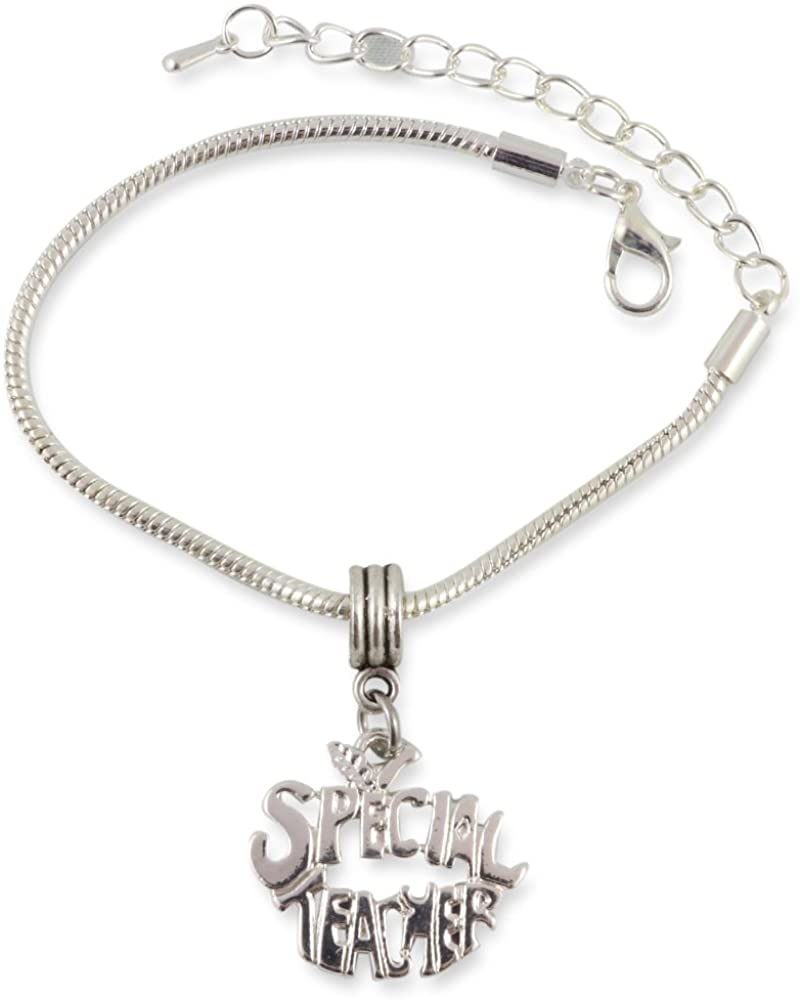 Special Teacher Snake Chain Charm Bracelet