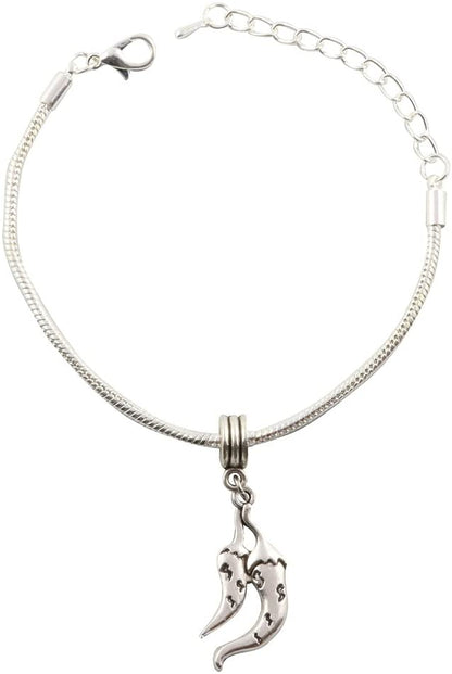 Emerald Park Jewelry Jalapeno Peppers Snake Chain Charm Bracelet