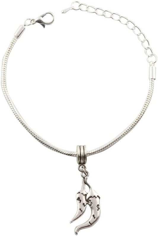 Emerald Park Jewelry Jalapeno Peppers Snake Chain Charm Bracelet