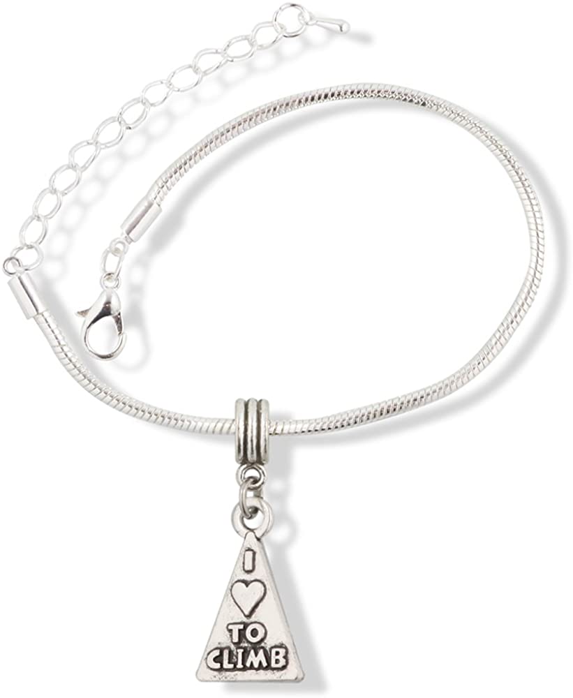 EPJ I Love to Climb on Triangle Charm Snake Chain Charm Bracelet