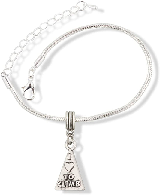 EPJ I Love to Climb on Triangle Charm Snake Chain Charm Bracelet