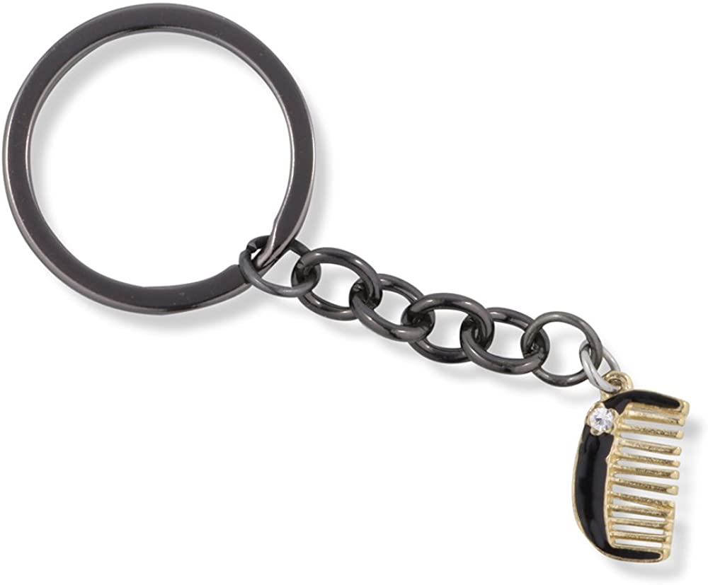 Emerald Park Jewelry Black Comb Hair Stylist Charm Keychain