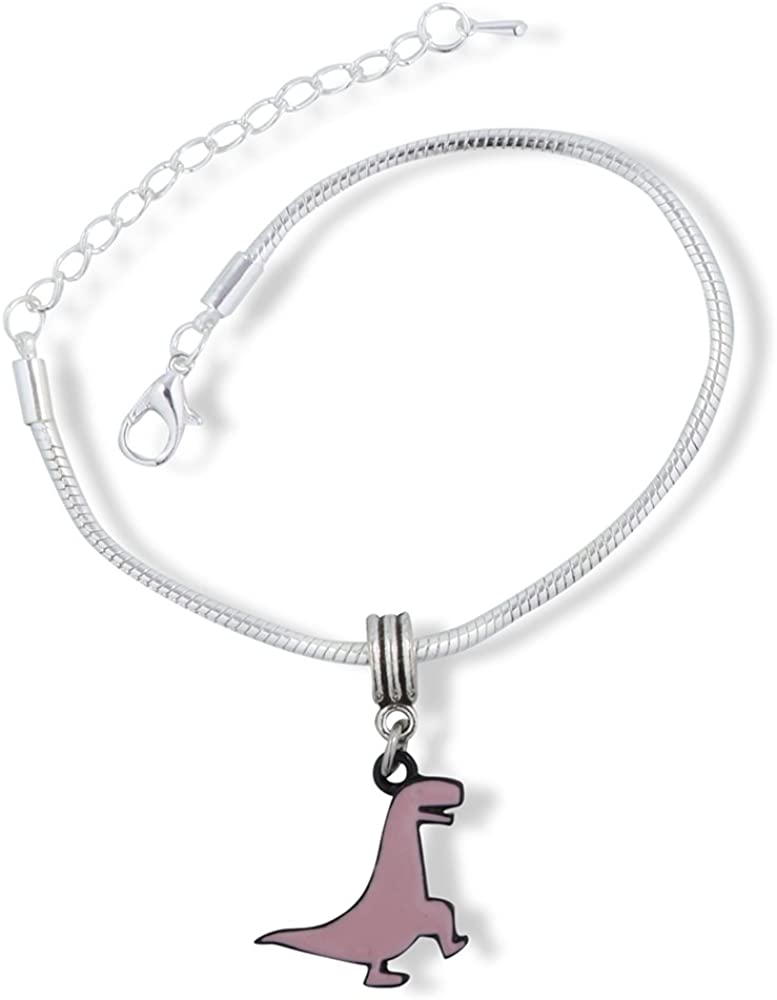 Emerald Park Jewelry TRex Tyrannosaurus Rex Cartoonish Dinosaur Snake Chain Charm Bracelet