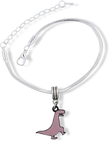 Emerald Park Jewelry TRex Tyrannosaurus Rex Cartoonish Dinosaur Snake Chain Charm Bracelet