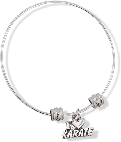 I Love Karate Fancy Charm Bangle