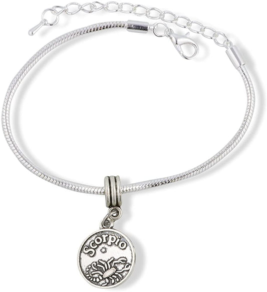 Emerald Park Jewelry Scorpio Astrology Sign Snake Chain Charm Bracelet