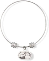 Wolf Howling at Moon on Oval Fancy Charm Bangle