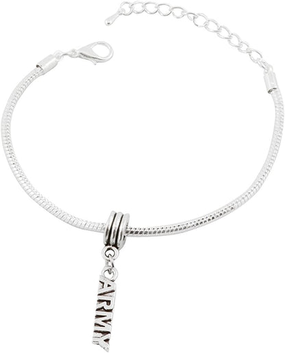 Emerald Park Jewelry Army Snake Chain Charm Bracelet