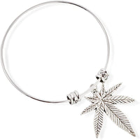Cannabis Marijuana Leaf Fancy Charm Bangle