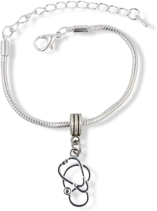 Emerald Park Jewelry Stethoscope Snake Chain Charm Bracelet