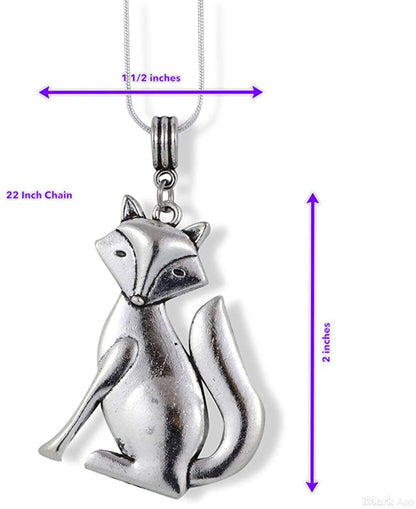 Fox Necklace | Fox Jewelry For Women Silver Plated Snake Chain Necklace with Fox Necklace for Women Great Fox Gifts for a Party themed with Fox Stuff and Fox Items for Women