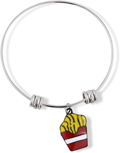 French Fries Coloured Enamel Fancy Charm Bangle