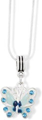 Emerald Park Jewelry Butterfly with Coloured Enamel Charm Snake Chain Necklace