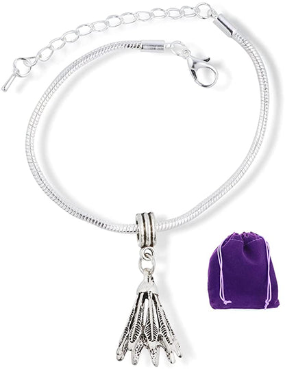 Emerald Park Jewelry Shuttlecock Birdy Badminton Sports Snake Chain Charm Bracelet