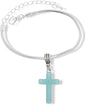 Emerald Park Jewelry Cross Plastic Snake Chain Charm Bracelet (Light Blue)