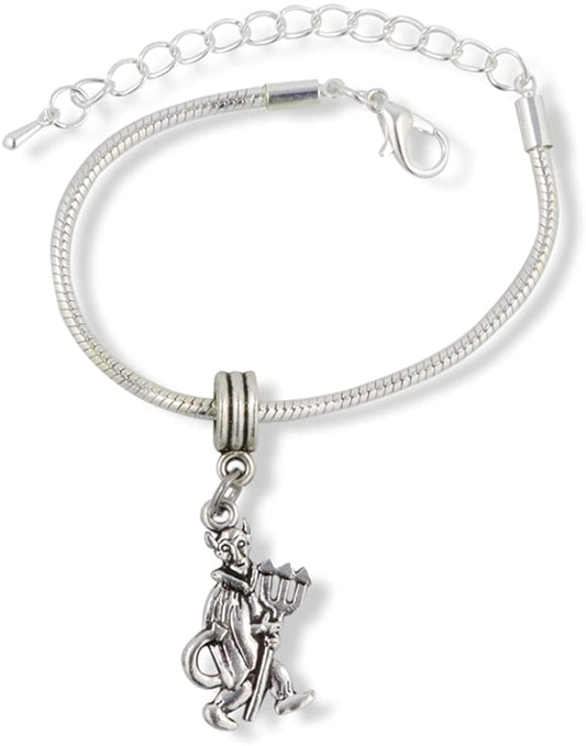 Emerald Park Jewelry Devil Pitch Fork Snake Chain Charm Bracelet
