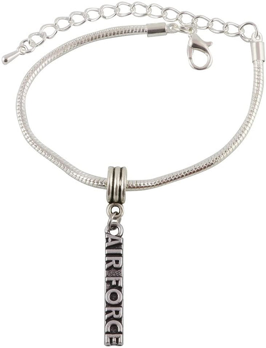 Emerald Park Jewelry Air Force Snake Chain Charm Bracelet