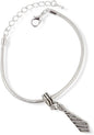 Neck Tie Charm Bracelet with Stainless Steel Snake Chain