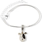 Dog Head Black and White with Twirley Ears Snake Chain Charm Bracelet