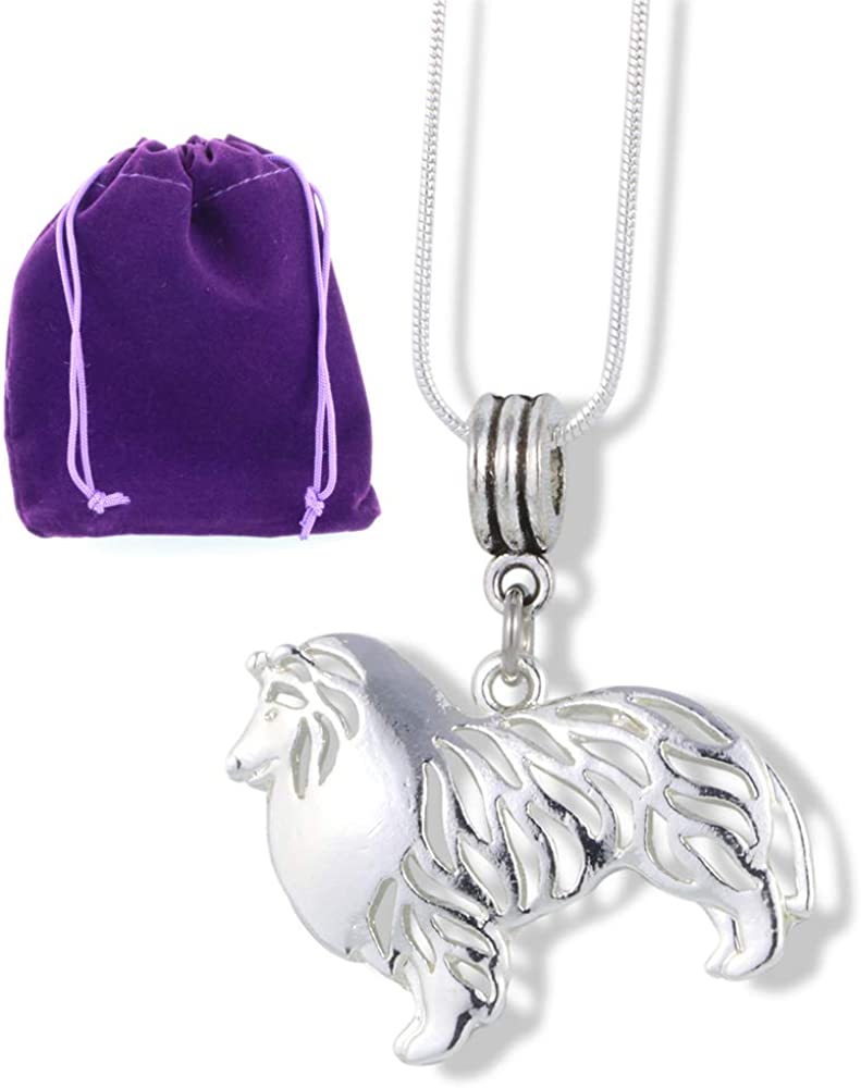 Collie Necklace | Dog Charm Snake Chain Pendant