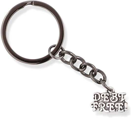 Debt Free Text Charm Keychain