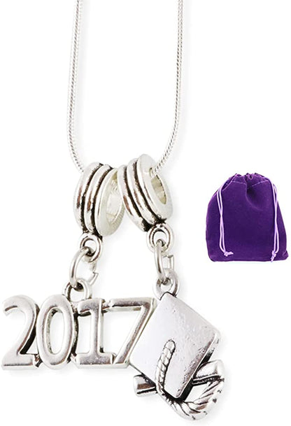 2017 and Graduation Cap Snake Chain Necklace