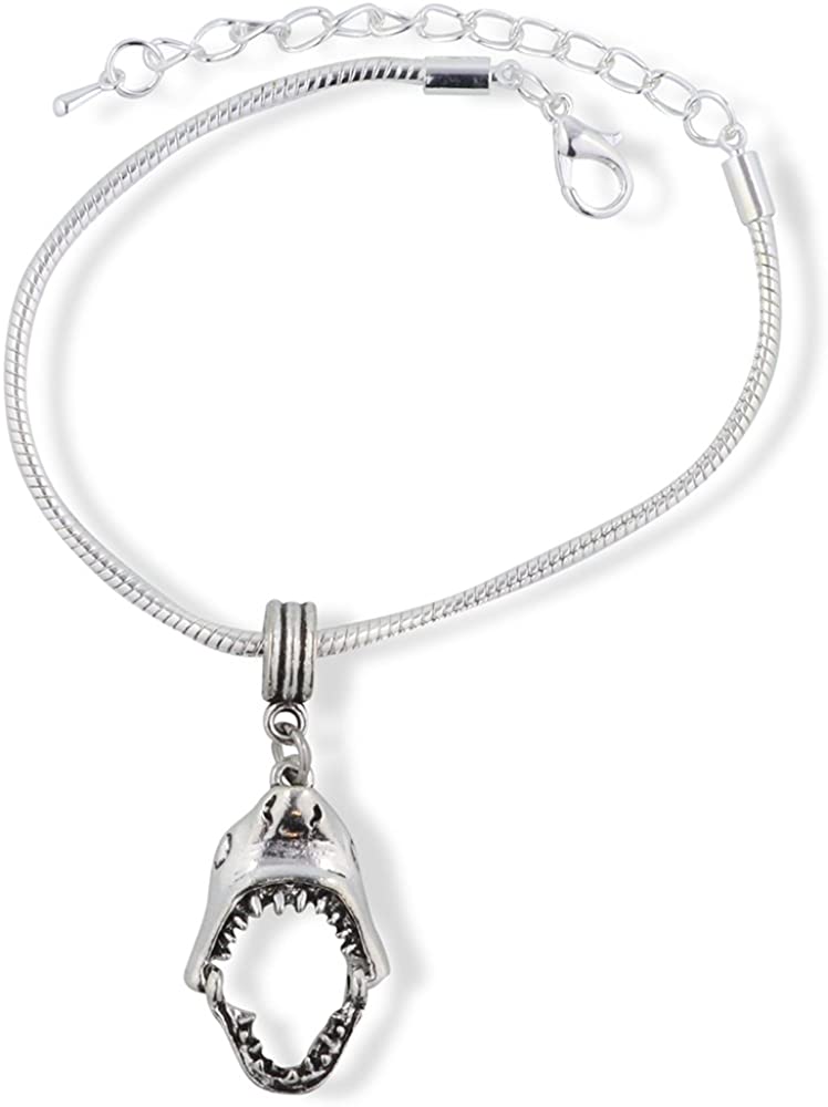 Emerald Park Jewelry Shark Jaw Closable Snake Chain Charm Bracelet