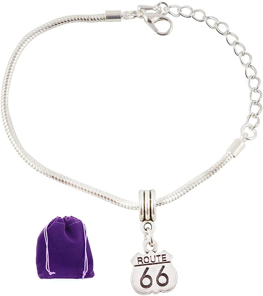 Route 66 Snake Chain Charm Bracelet